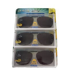 3x Solar Shield 54 Rec M Clip On Sunglasses Rhinestone Accents Polarized Black